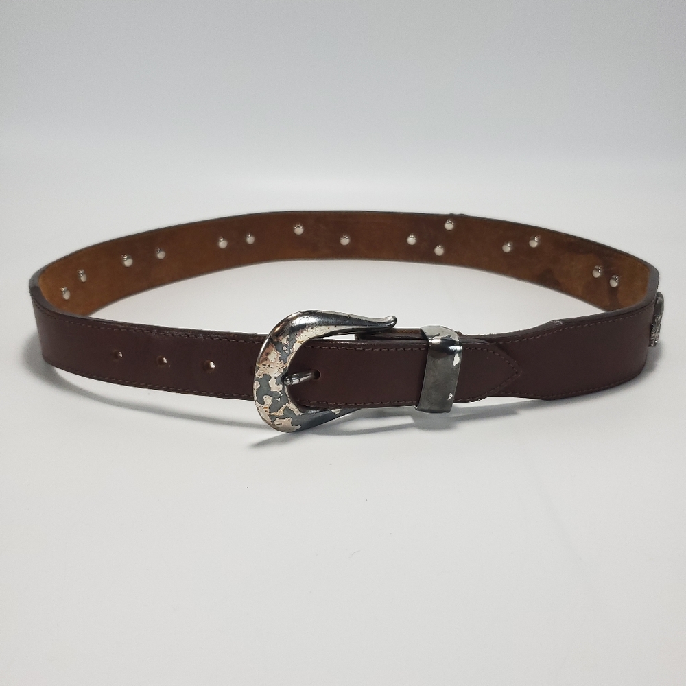 Vintage Honest by Brighton Endangered Species Brown Leather Brass Buckle Belt
